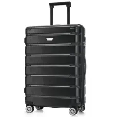 FONTOI Hardshell Luggage Set 3 Piece(20/24/28 Inch), Travel Suitcase with Spinner Wheels for Men Women, Black, 11.3"*29.4"*19.5"