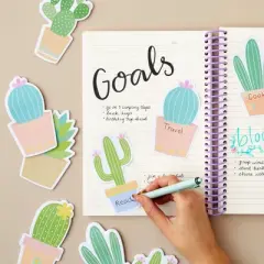 Paper Junkie 6-Pack Cactus Sticky Notes, Cute Succulent Note Pad for Office Stationery Supplies, Adhesive Plant Memo Reminder Notepads, 6 Designs