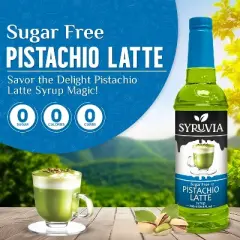 Syruvia Sugar Free Pistachio Latte Syrup - 25.4 fl oz. Premium Flavoring Syrup For Coffee
