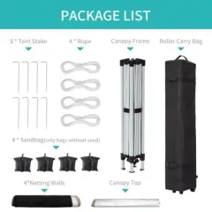 10 x 10 FT Pop Up Canopy, Party Tent with Mosquito Netting, Height Adjustable Instant Sun Shade, for Parties, Camping, Events