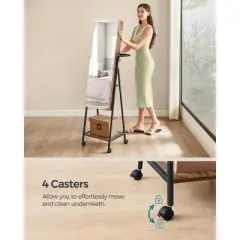 SONGMICS Lockable Mirror Jewelry Cabinet Standing Jewelry Armoire with 4 Wheels Mirror with Jewelry Storage Rustic Brown and Black