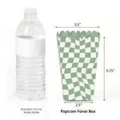 Big Dot of Happiness Sage Green Checkered Party - Favor Popcorn Treat Boxes - Set of 12