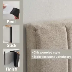 Upholstered Channel Stitched Headboard - Easy Assemble Wall Mounted Headboard with 3D Soundproof Wall Panels