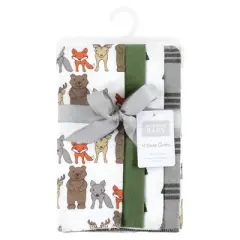 Hudson Baby Infant Boy Cotton Flannel Burp Cloths, Wild Forest 4-Pack, One Size