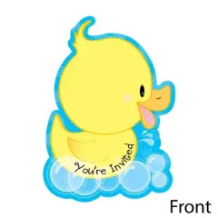Big Dot of Happiness Ducky Duck - Shaped Fill-in Invitations - Baby Shower or Birthday Party Invitation Cards with Envelopes - Set of 12