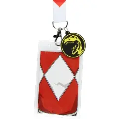 Power Rangers Red Ranger ID Lanyard Badge Holder w Tyrannosaurus Rubber Pendant