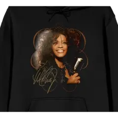 Whitney Houston Face Long Sleeve Men's Black Hooded Sweatshirt