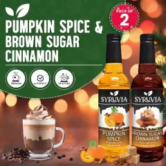 Syruvia Variety Pack - Pumpkin Spice & Brown Sugar Cinnamon Syrup 25.4 Fl oz (2-Pack)