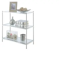 30.25" Royal Crest 3 Tier Bookcase Chrome  - Breighton Home