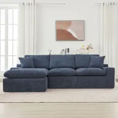 Cloud Sectional Sofa 107.9" Upholstered Sofa Couch with Double-layer Cushion and Side Pockets