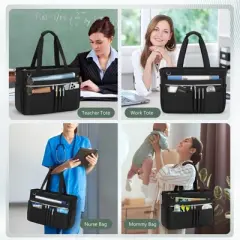 Teacher Tote Bag for Women 15 Inch Laptop Briefcase with Clutch Bag, Nurse Bags Professional Work Handbag