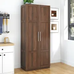 ORRD 2-Door Pantry Cabinet w/3 Adjustable Shelves - Freestanding Storage Cupboard for Kitchen, Dining Room & Living Room