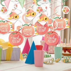 Big Dot of Happiness Sweet as a Peach - Fruit Themed Baby Shower or Birthday Party Hanging Decor - Party Decoration Swirls - Set of 40