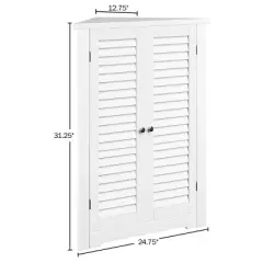 3-Shelf Corner Cabinet &ndash; Storage Cupboard with Stylish Shutter Doors and Adjustable Shelves for Kitchen or Bathroom Furniture by Lavish Home (White)