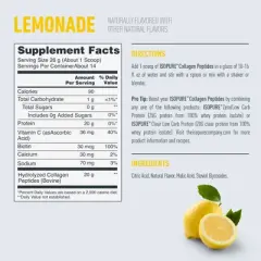 Isopure Lemonade Collagen Powder 14 Servings - 12.8oz: Joint, Hair, Skin & Nail Support