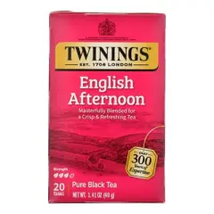 Twinings English Afternoon 100% Pure Black Tea - Case of 6 boxes/20 bags