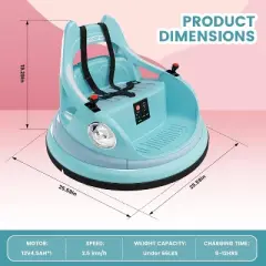 Bumper Car for Kids, 12V Electric Ride-On Car for Toddlers with Remote Control, Led Lights, 360-Degree Spin