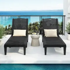 2-Piece Outdoor Chaise Lounge Chair Set - Pool Loungers with 5-Level Adjustable Backrest for Patio, Poolside & Beach,-- Frevyn