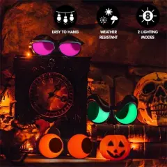 Joyfy 3 Packs Halloween Outdoor Decorations Flashing Peeping Eyes Lights with Timer for Halloween Party Outdoor Indoor Yard Lawn Garden Decoration