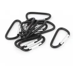 Unique Bargains Metal Hiking D-Ring Keychain Carabiner Hook Black 1.8" x 1" x 0.16" 10 Pcs