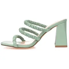 Journee Collection Womens Reagaan Tru Comfort Foam Open Square Toe Block Heel Sandals Green 7
