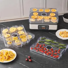 VEVOR Food Dehydrator Machine, 5-Tray Fruit Dehydrator, 300W Electric Food Dryer w/ Digital Adjustable Timer & Temperature, Black