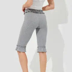 Women's High-Rise Ruffle Slim Leg Capri Tights - Wild Fable&trade; Heather Gray