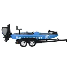 Big Country Toys 1/20 Professional Bass Boat With Angler, Fish, Fishing Pole, And Boat Trailer 498
