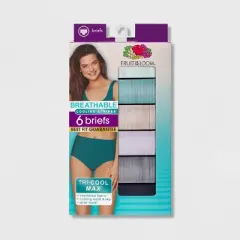 Fruit of the Loom Women's 6pk Breathable Cooling Striped Briefs - Colors May Vary 