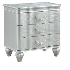 Landmark Traditional Style 3-Drawer Night stand With metal drawer pulls Made with Wood in Silver same as G150109016 (NJ inventory)