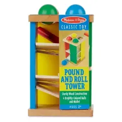 Melissa & Doug Deluxe Pound and Roll Wooden Tower Toy With Hammer