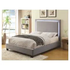 Shanelle Modern Fabric Platform Bed with Led Trim - miBasics