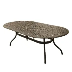 11pc Outdoor Dining Set with Rose Contemporary Modern & Ornate Mesh Lattice Aluminum 95" Oval Table - Bronze - Oakland Living