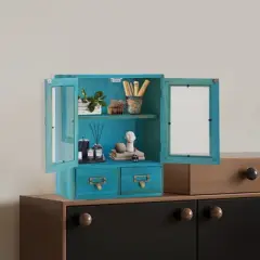 YIYIBYUS Wood Storage Cabinet Storage Cabinet with 2 drawers, Double Door Desktop Storage Cabinet