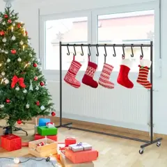 Tangkula Christmas Stocking Holder 46" Metal Stocking Stand with Christmas Decorations Freestanding Stocking Hanger Clothes Rack w/ 10 Hooks