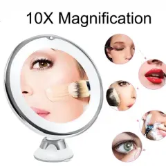 Swtroom 10x Magnifying Mirror Lighted 360 Rotation with Suction Cup