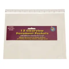 36ct 9" x 12" Clear View Self-Adhesive Document Pockets - Ashley Productions: Plastic Sheet Protectors, Adhesive Sleeves