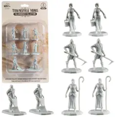 Monster Townsfolk Mini Fantasy Figures - 8pc Paintable Fieldworker Non Player Character NPC Miniatures - 1