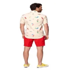 OppoSuits Men's Shirt - Short Sleeve Shirt Beach Life - Beige