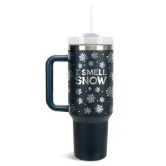 Elanze Designs I Smell Snow Winter Snowflakes 40 oz. Stainless Steel, Large Water Bottle Coffee Mug, Spill & Leak Resistant, Thermal Travel Tumbler