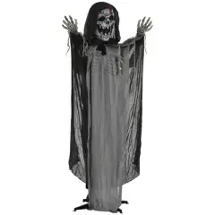 74" Life Size Outdoor Halloween Decorations Skeleton Witch, Animated Prop Animatronic Decor with Sound and Motion Activated, Light Up Eyes and Chest
