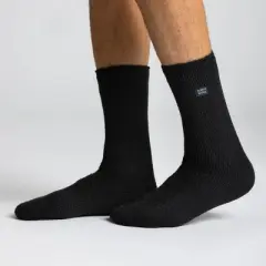 Always Warm by Heat Holders Men's Warmest Twist Crew Socks - Black 7-12