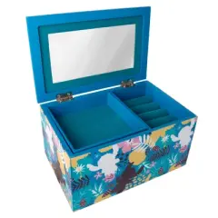 Disney Lilo and Stitch My Happy Place Silk Screen Print Blue Jewelry Box Jewelry Organizer, Officially Licensed