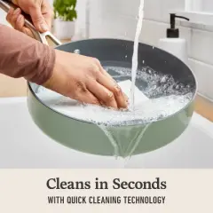 Calphalon 3qt Ceramic Saute with Lid Silver Ash: Nonstick, Anodized Aluminum, Dishwasher & Oven Safe, 10.25" Diameter