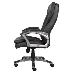 High Back Executive Chair with Pewter Finished Base/Arms Black - Boss Office Products