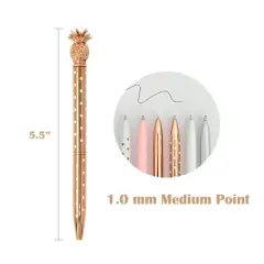 Wrapables Novelty Pineapple Ballpoint Pens with Refills, 1.0mm Medium Point, Black Ink, Set of 6 Pens + 6 Refills