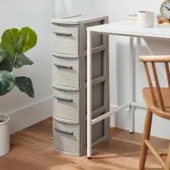 4 Drawer Skinny Tower Dark Gray - Brightroom&trade;: Plastic Storage Drawers, Decorative Organizer, No Assembly Required