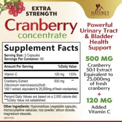 Cranberry Concentrate Extract Supplement + Vitamin C - 25,000mg Formula for Urinary Tract Health Support - 120 Capsules By Nature's Nutrition