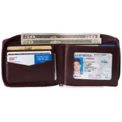 Alpine Swiss Logan Mens RFID Safe Zipper Wallet Leather Zip Around Bifold Comes in Gift Box