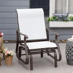 Outsunny Outdoor Swing Glider Chair, Patio Mesh Rocking Chair with Steel Frame for Backyard, Garden and Porch